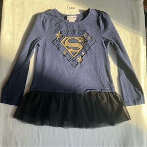 SuperGirl Little Girls Long Sleeve Dress, size 6T, Blue, Glitter Logo
